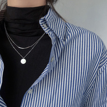 Silver double necklace female simple niche design sense temperament cold wind choker Net red short sweater chain Joker