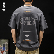 Summer Pure Cotton American Retro Heavy Lbs Short Sleeve T-Shirt Male Fat Sub Loose Big Yards and Tide Cards Half Sleeves Clothes Compassionate