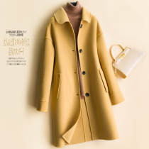 20 autumn and winter new double-sided cashmere coat female doll collar woolen coat medium and long woolen trench coat anti-season clearance