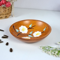 zakka fruit plate Hand-painted hand-made old dried fruit plate Snack plate Melon seed plate Wooden craft plate small plate