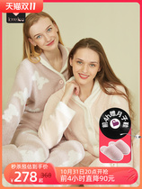 loveloc confinement clothing half velvet maternity pajamas autumn and winter postpartum thickened outer wear warm breastfeeding home comfort