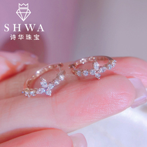 Poetry Bloom Jewels Fairy gas floating butterfly horse eye diamond ear button earrings female real drill 18K gold earring earring earrings