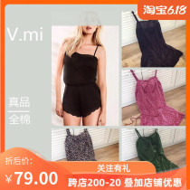 Ex-gratia US V Secret Flowers Black Home Pure Cotton Display Slim Comfort Harness Foreign Trade Outlet Lady Conjoined Shorts