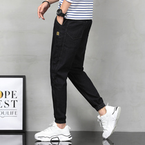 Teen nine-point jeans mens 2021 summer new boys  students large childrens multi-pocket tooling casual pants