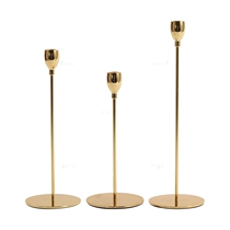 Light luxury metal three-piece wedding table simple romantic props candlelight dinner decoration European-style electroplated aluminum candlestick