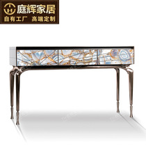 Italian light luxury style entrance table Post-modern stainless steel natural agate entrance table decoration entrance cabinet corner customization