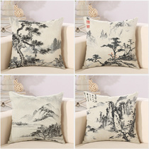 Landscape Chinese painting ink office Chinese pillow cushion traditional sofa pillow cotton waist cushion