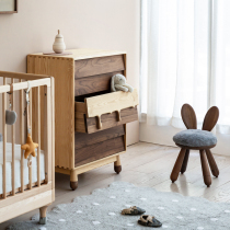 Child in the milk bucket Cabinet white wax black walnut wood four-way cabinet childrens clothing storage cabinet full solid wood storage locker