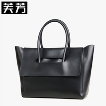 Light luxury brand Fu Fang new commuter car suture womens bag solid color cowhide tote bag fashion trend shoulder handbag