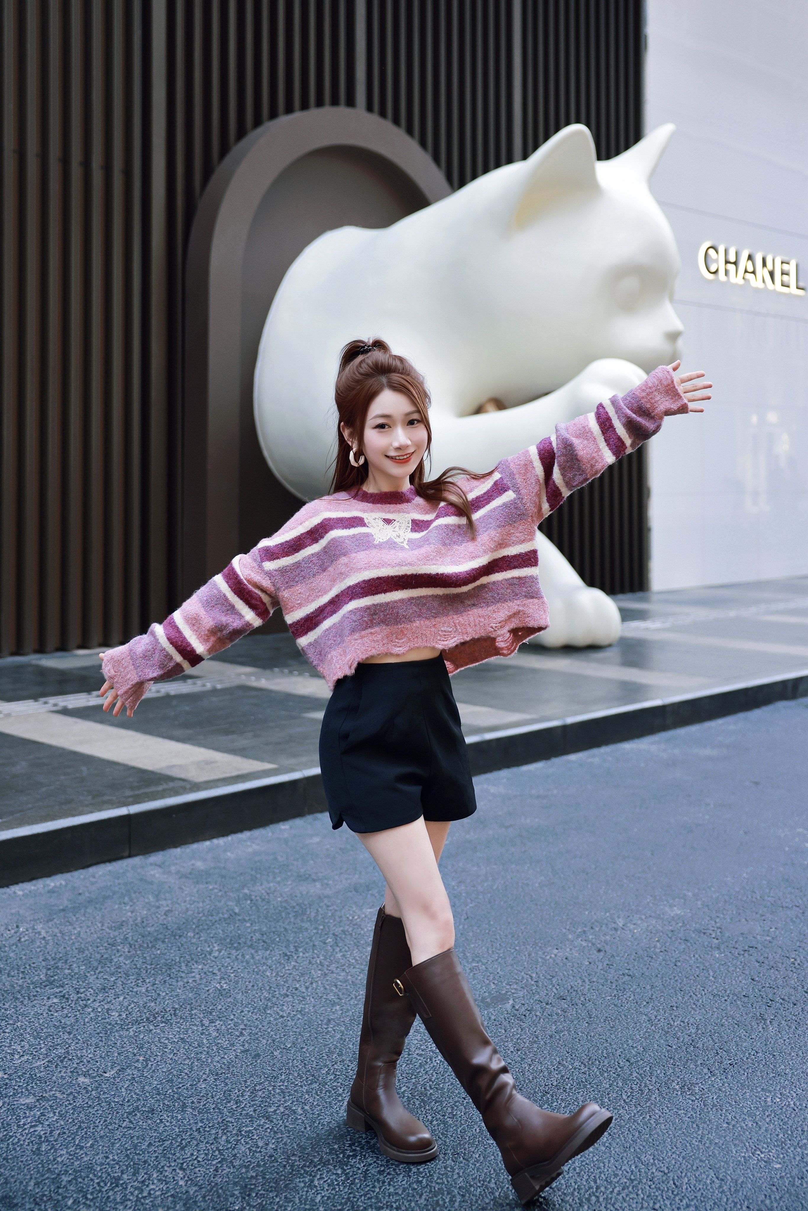 kisscat接吻猫[城市旅人]骑士靴，万茜方枪枪美洋同款真皮皮带扣复古英伦风