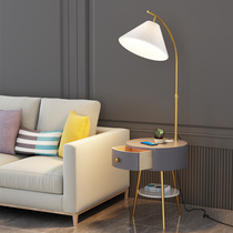 Nordic floor lamp living room light luxury Net red sofa side double drawer coffee table bedroom bedside table shelf one