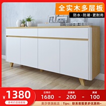 Side Cabinet white paint modern simple ultra-thin side cabinet Nordic living room narrow wall cabinet solid wood lockers