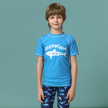 Blowind Childrens swimsuit Boys Sunscreen Anti UV Short sleeve 2020 Shark Split Quick-drying beach swimsuit for vacation
