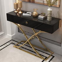 Light luxury entrance table Stainless steel entrance table Living room decorative strip table wall with drawer Entrance cabinet Foyer cabinet