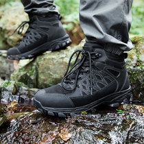 Outdoor tactical shoes mens autumn and winter non-slip wear-resistant light hiking boots shock absorption cross-country mid-help boots