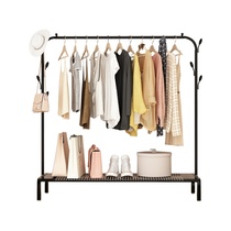 Indoor floor-to-ceiling hanger balcony clothes bar bedroom hanger simple folding single pole clothes shelf drying rack