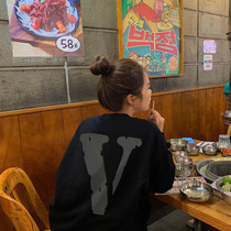 VLONE stick black Friday Tide brand High Street American leisure loose couple Big v round neck sweater men