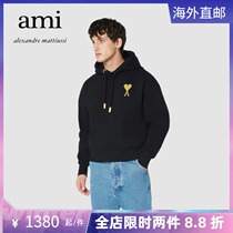 Ami Paris 21 New Christmas Limited Golden Silk Big Loving and Sweatshirt Male and Mens Casual Loose Clothing