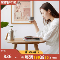 Wooden round small bar table chair bar table oak living room home simple balcony window table