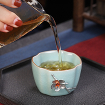 Gov Tea Masters Cup Single Cup Large Imitation Ancient Tea Set Single Male And Female Sky Blue Ru Kiln Open Sheet Pure Handmade Tea Cup