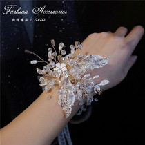 Wedding Korean style European and American super fairy beauty lace crystal bride wrist flower high-end dinner bridesmaid gorgeous hand flower