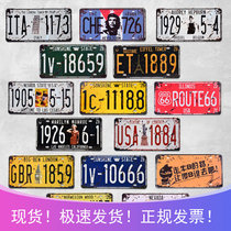 Listed European and American retro old license plate Bar Cafe restaurant clubhouse billiard room Hotel KTV decoration painting