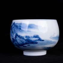 Blue and white landscape single cup
