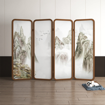 Screen partition wall living room folding mobile office Company tea room simple modern shield decoration solid wood folding screen