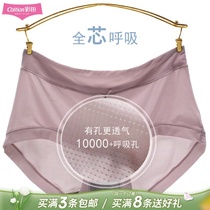 Lady Color Field Ladies Panties Womens Air Vents Ice-wire Bacteriostatic Cotton Crotch Mid-Waist Big Code Speed Dry No-Mark Triangle Pants