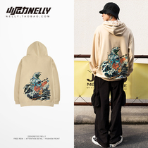 Mens and womens hooded sweater pullover Sports casual long sleeve loose jacket couple Japanese retro oversize