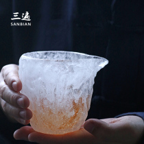 Three times frozen clear feeling hand-made frozen glass side tea divider kung fu tea set