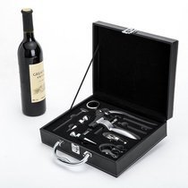 Wine opener set Stopper Wine pourer Wooden box Nine-piece wine set Gift leather box Wine ring accessories