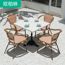 Outdoor Balcony Table & Chairs Ototype Rattan Chair Villa Courtyard Creativity Brief Table And Chairs Net Red Milk Tea Shop Outside Pendulum Table