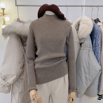 Lolora cold color sweater base shirt women 2021 new winter Stretch Slim half high collar pullover sweater