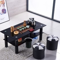 Tempered glass kung fu coffee table office tea table tea set set one small household tea table with induction cooker