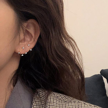 Strong push personality Dodwear ear nail 925 pure silver earbuds brief about double ear hole short earrings female Korean version