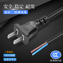 2-insert national standard single head power cord plug 2 core 1 0 1 5 square two with wire plug two holes two-footed bare wire