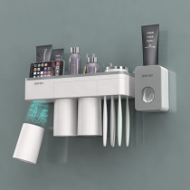 Lazy artifact Automatic toothpaste dispenser Wall-mounted non-perforated bathroom set Toothbrush shelf Suction wall-mounted