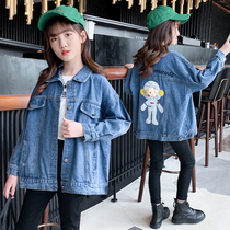 Next win girl denim coat Spring and Autumn new girl denim dress in big boy Foreign Air Space bear coat tide