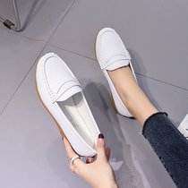 Net Red Little White Shoes Woman 2021 Spring new 100 lap thick bottom anti-slip Bean Bean Shoes Comfort Soft Bottom Nurse Shoes