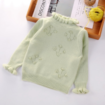 New childrens cashmere sweater thickened pullover half high collar girl cashmere sweater baby wooden ear neck sweater winter