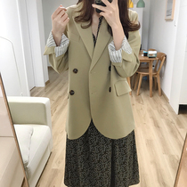 Online Red West Suit Woman 2022 Chunqiu New Design Sense of a small Han version Hong Kong Atmosphere Quality Loose Color Suit Jacket