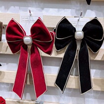 Internet celebrity big bow suede hair clip Korean version double-layer bow tie diamond-encrusted velvet spring clip temperament top clip female