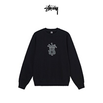 STUSSY Stussy Tide brand classic crown letter print round neck sweater jacket men and women couple autumn