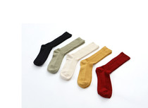 Q0202 Japanese solid color socks long tube autumn and winter breathable tide retro autumn and winter socks wild cute cotton socks