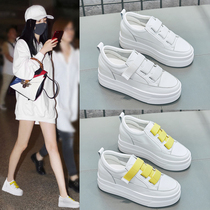 Increased Velcro leather White shoes women 2019 new net red casual Joker thick bottom cake womens shoes