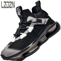 Summer breathable thin mens shoes Mens summer sports sports running shoes full palm air cushion popcorn high waist middle help