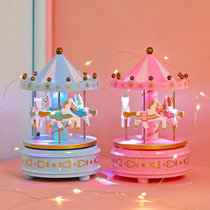 Creative Luminous Carousel Music Box Plastic Crafts Clockwork Octaonic Box Pendulum Pieces Graduation Festival Birthday