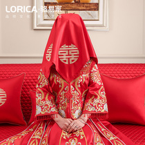 Luo Yis family wedding red cover Chinese wedding brides head yarn embroidery Heappa Chinese wind upscale headwear festive