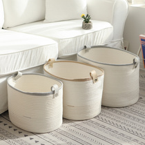 ins classification dirty clothes basket can be woven folding frame toy storage basket with lid cotton thread clothes basket large household